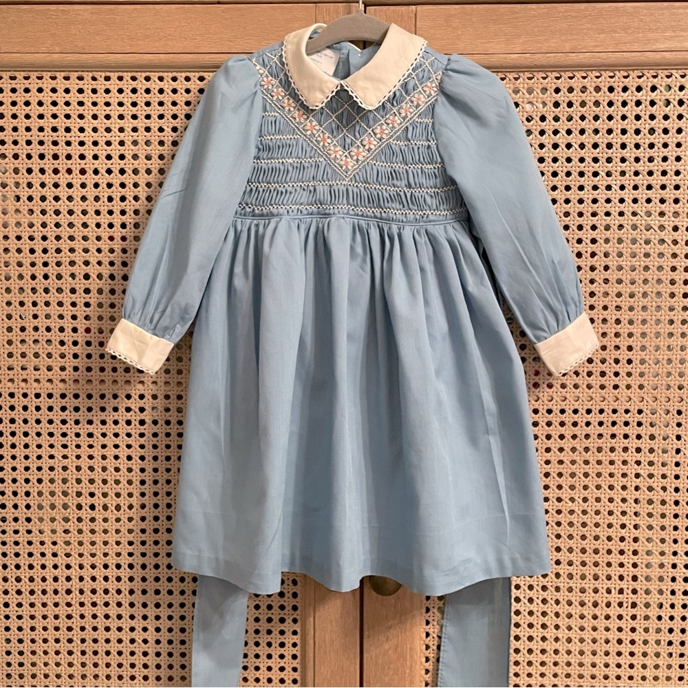 Vintage Dress POLLY FLINDERS Smocked Toddler Size 2T Hand Embroidery Smocking
